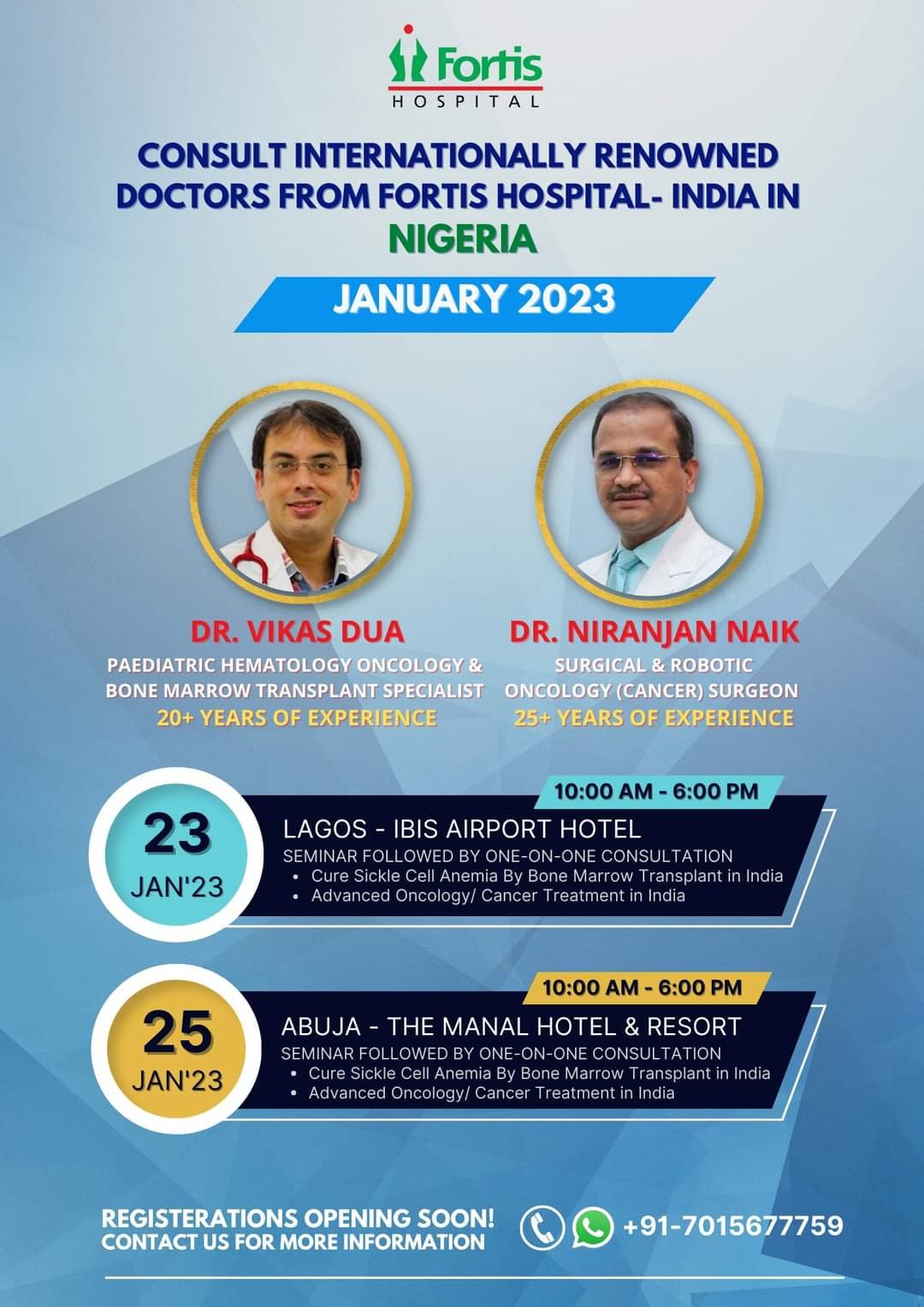 “In Collaboration with Medsurge India, Best Doctor’s of Fortis Hospital will Hold a Free Health Check-Up Camp in Nigeria”